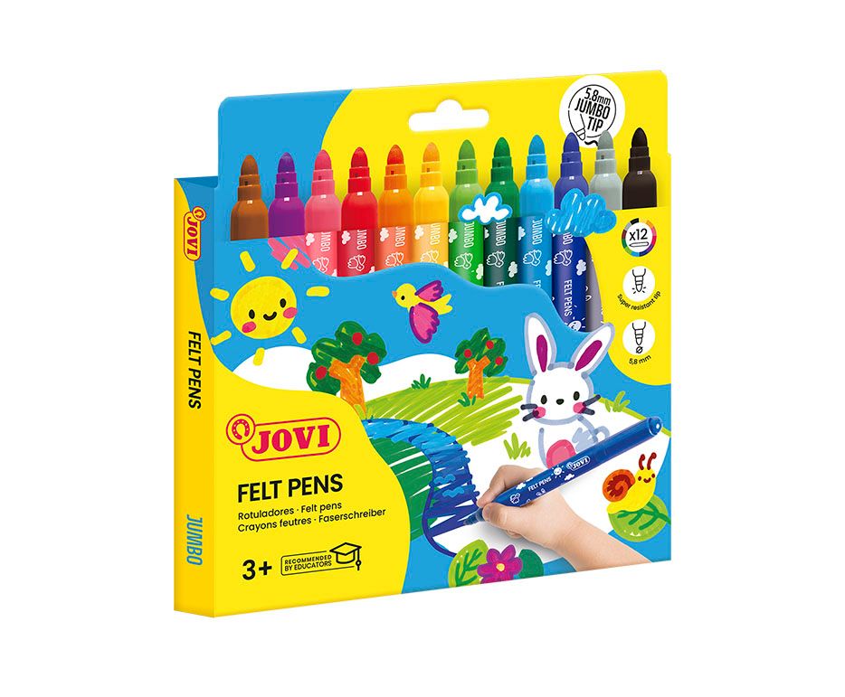 FELT PENS Estuche 12 rotuladores JUMBO TIP colores surtidos